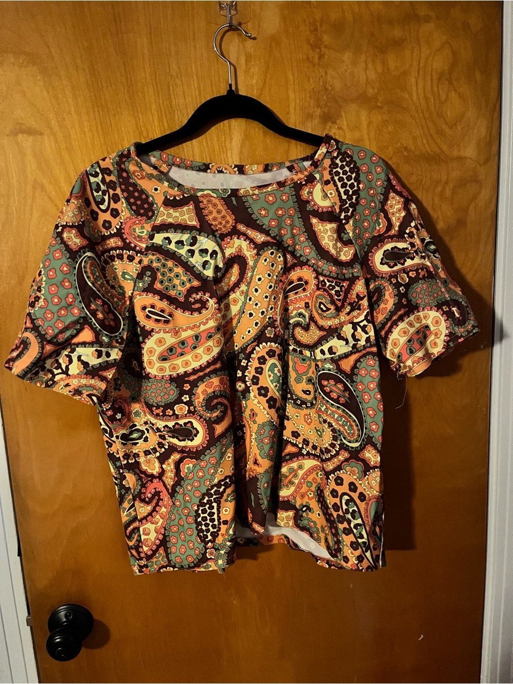 Vintage Paisley Short-Sleeve Women's Top - Multicolor